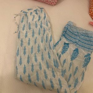 Flowy blue and white pants